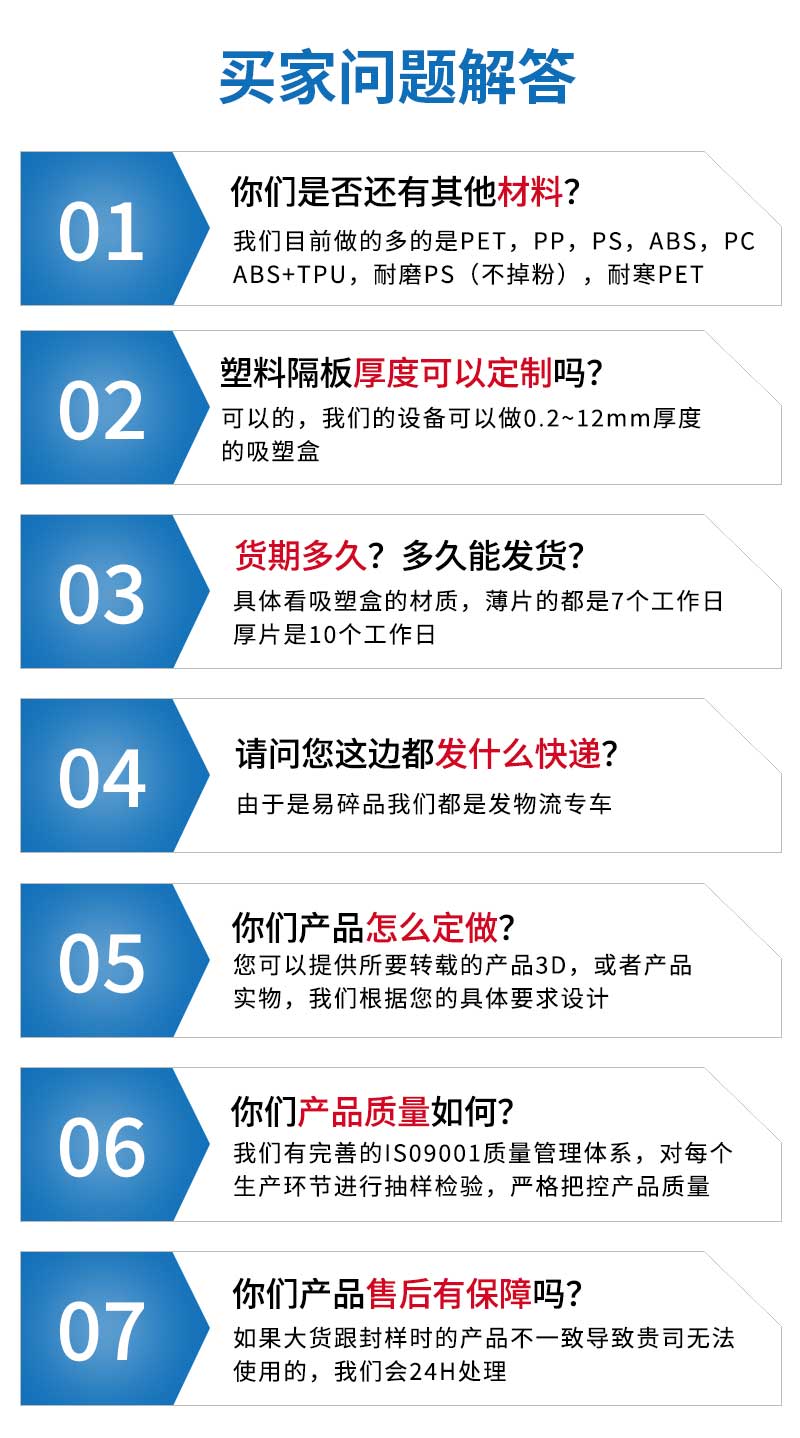 工具包裝薄片吸塑盒買(mǎi)家問(wèn)題解答
